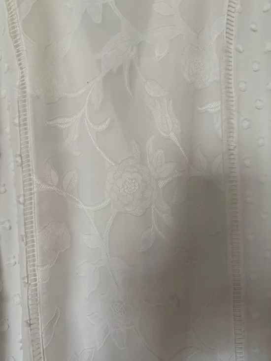 White House Black Market White Embroidered Swiss Dot Button-Front Blouse - Picture 7 of 7